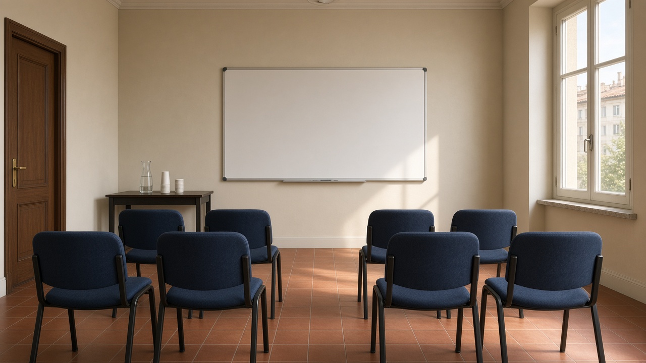 Aula vuota prima della lezione.